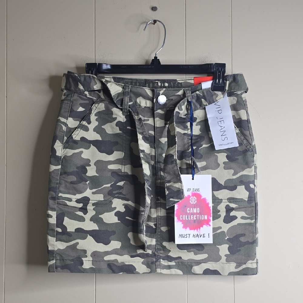 Camouflage Mini Belted Skirt VIP JEANS Large